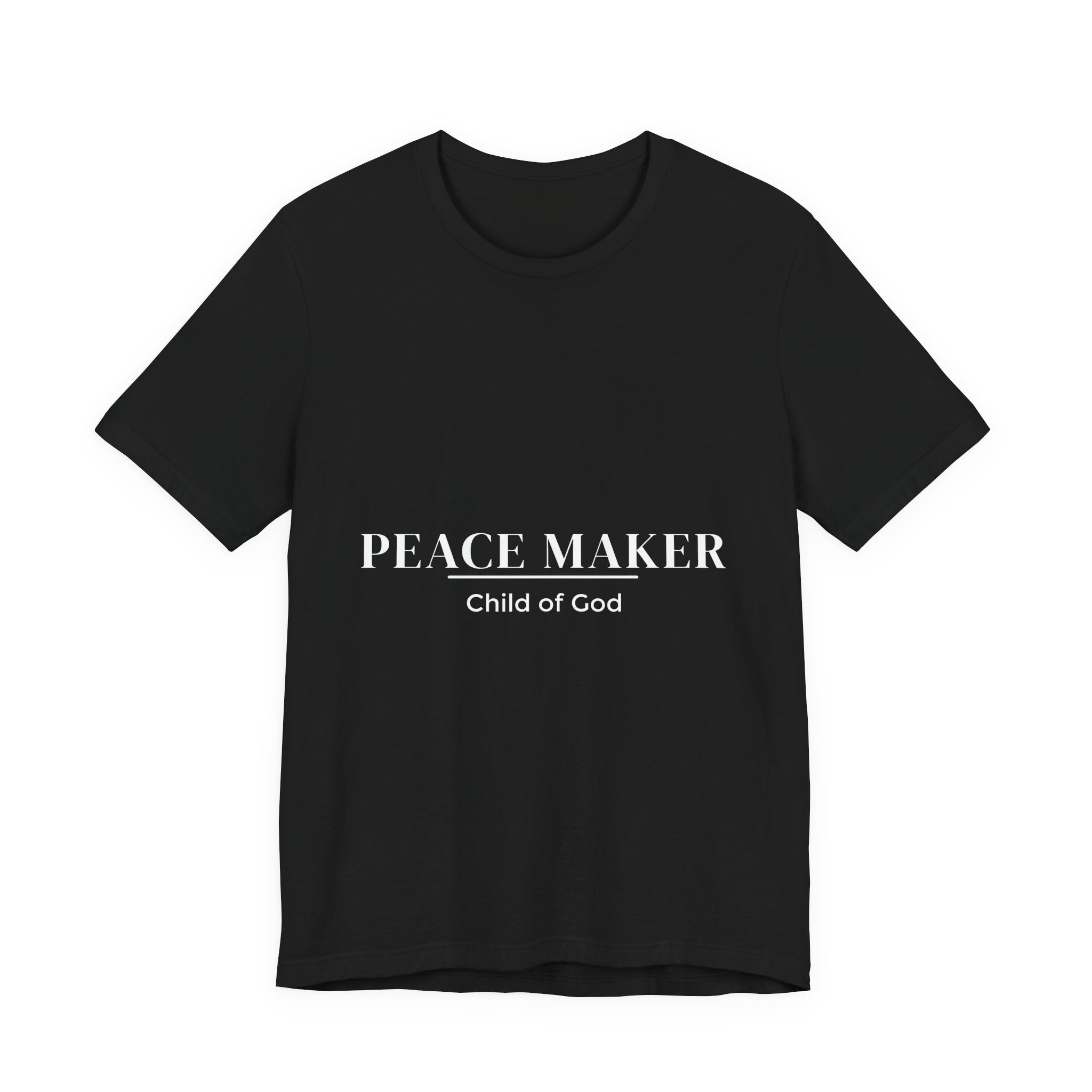 PEACE MAKER - Child of GOD -(white letters) Unisex Jersey Short Sleeve Tee, Casual T-Shirt for Everyday Wear, Gift for Birthdays, Trendy Graphic Tee, Comfortable Summer Top, [...]