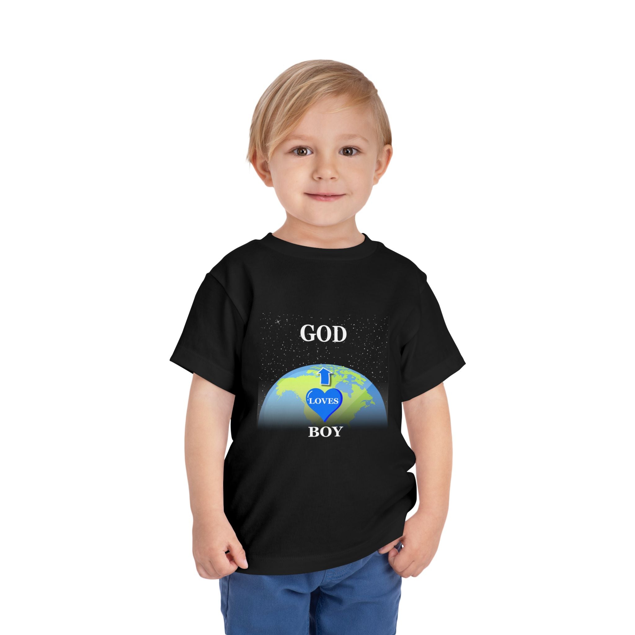 God Loves Boy Toddler Tee - Adorable Children's Shirt, Birthday Gift, Toddler Clothing, Faith-Based Tee, Cute Kids Apparel