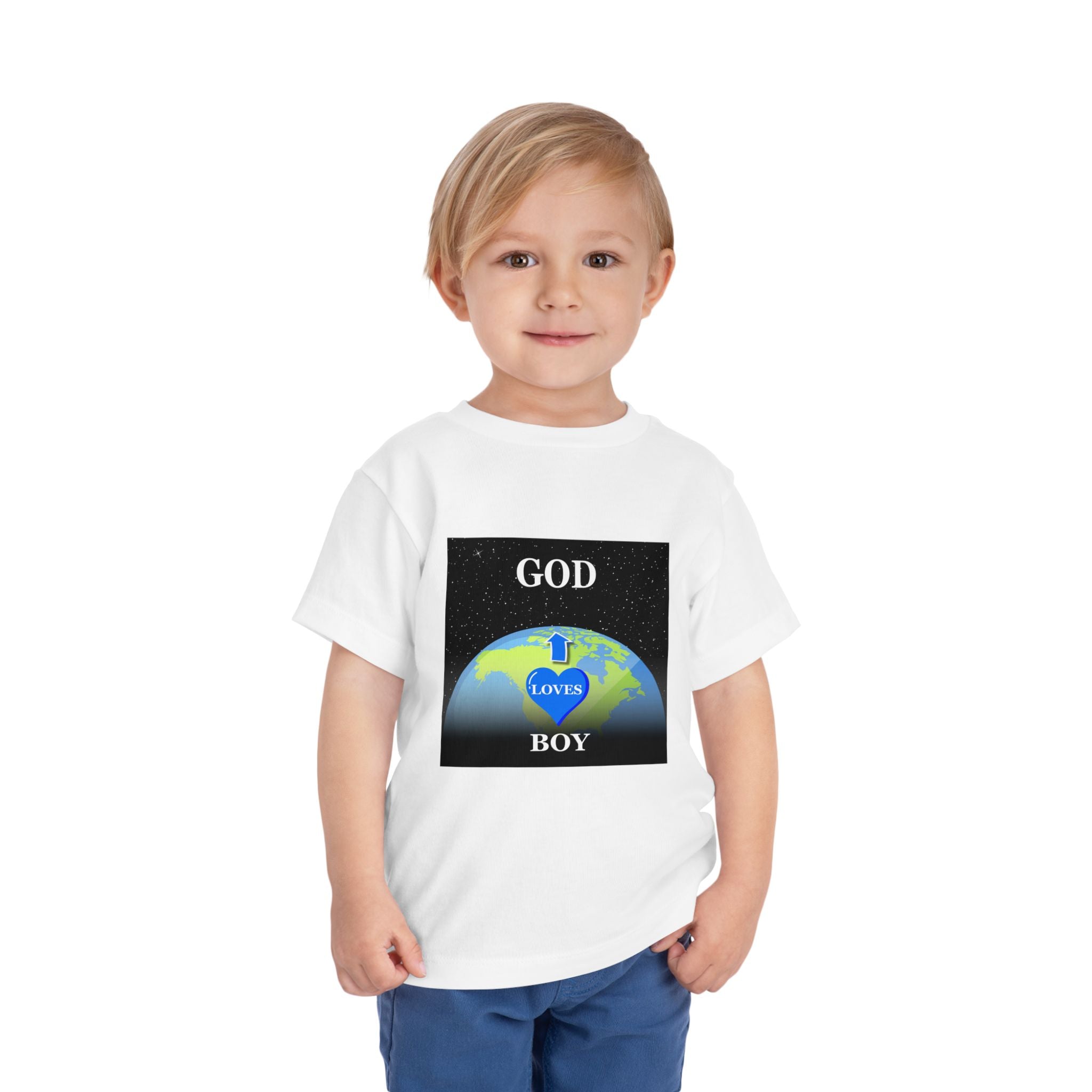 God Loves Boy Toddler Tee - Adorable Children's Shirt, Birthday Gift, Toddler Clothing, Faith-Based Tee, Cute Kids Apparel