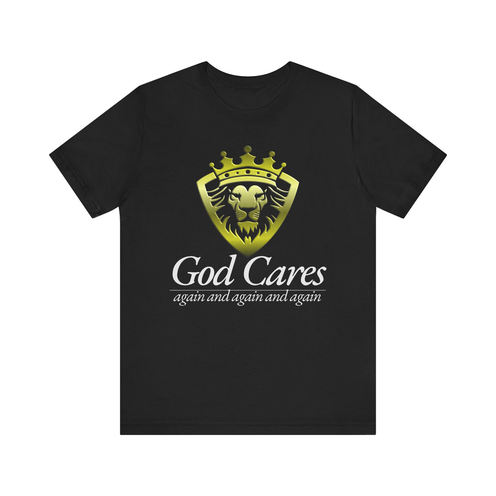 God Cares - Lion Shield - Inspiring Unisex Short Sleeve Tee