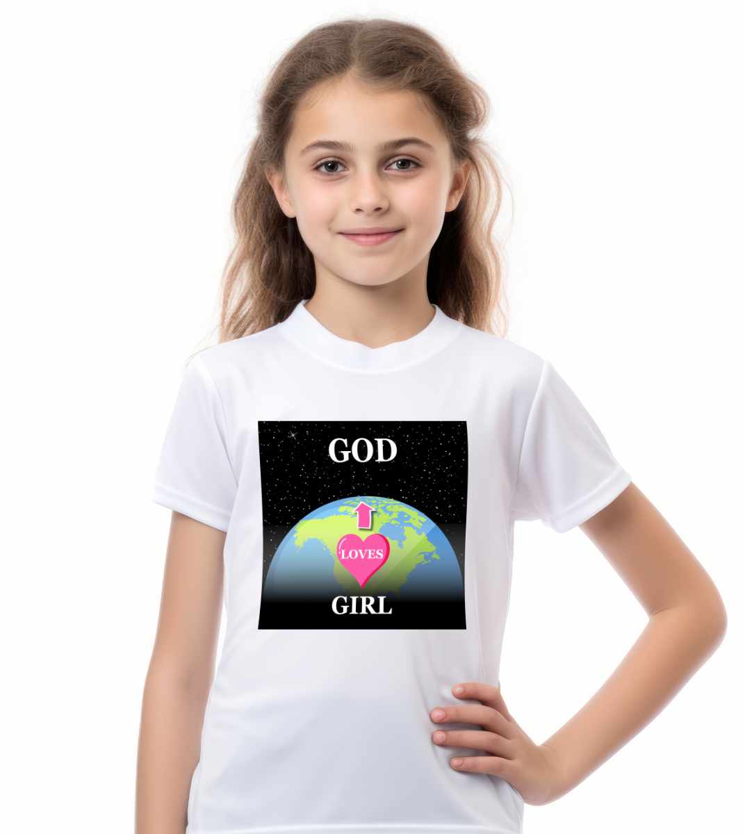 Girl Loves GOD - Short Sleeve Tee - Unisex Inspirational Shirt, Casual Wear, Faith-Based Gift, Summer Top, Heart Earth Design