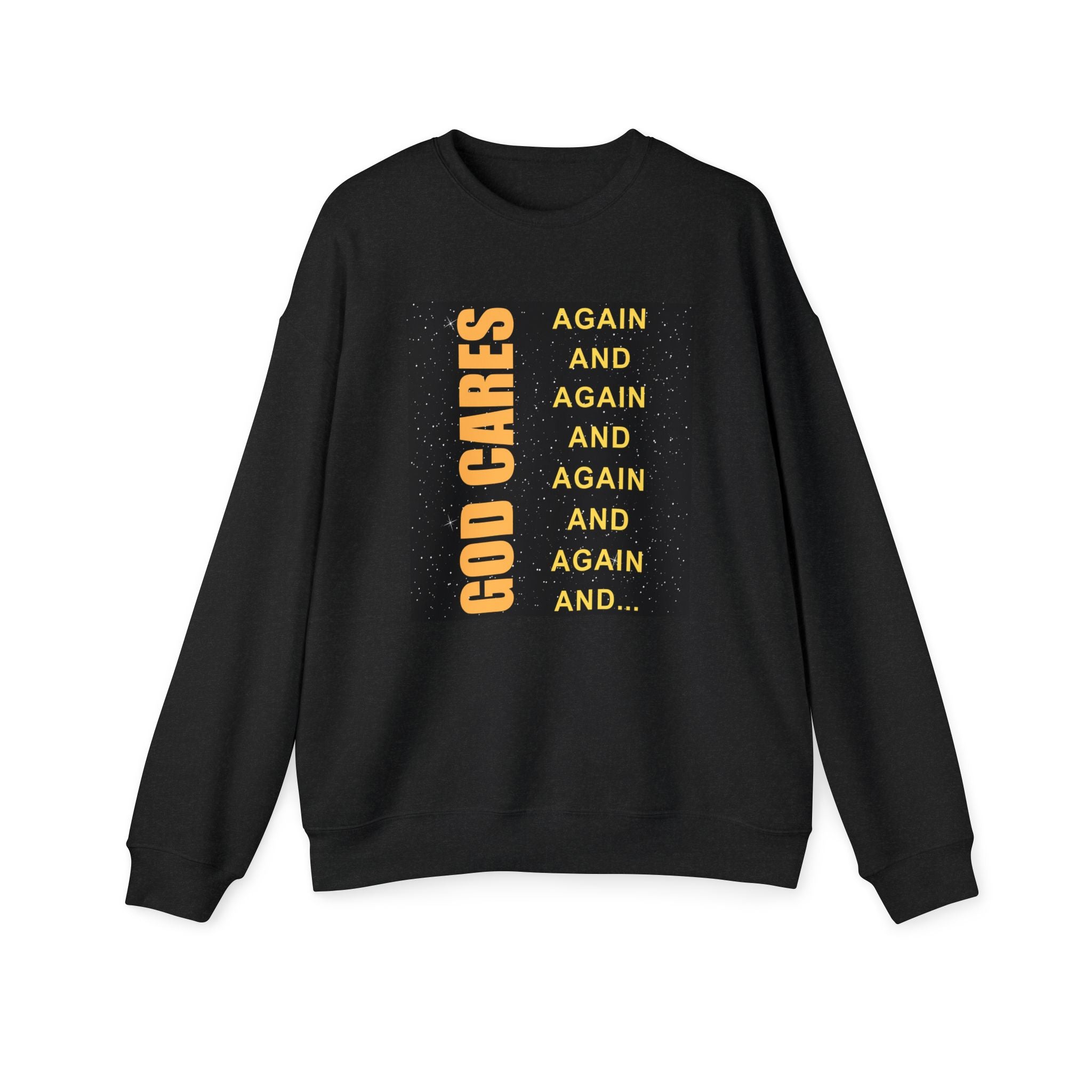 God Cares - Again and Again and... WOMAN Drop Shoulder Sweatshirt - Cozy Gift for Faith, Inspirational Apparel, Perfect for Everyday Wear, Religious Fashion, [...]
