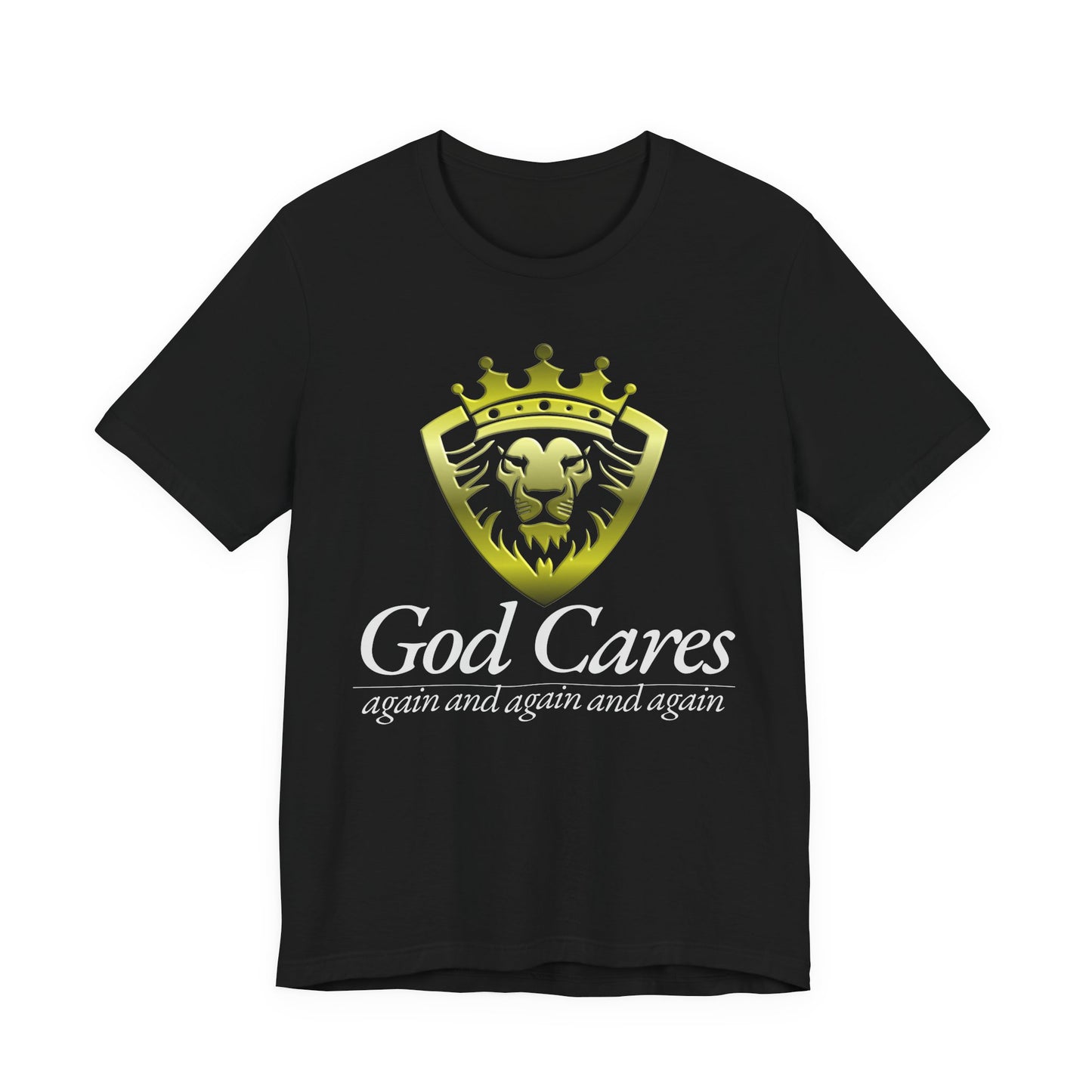 God Cares - Lion Shield - Inspiring Unisex Short Sleeve Tee
